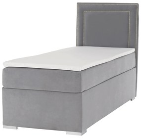 Boxspringová posteľ, jednolôžko, svetlosivá, 90x200, pravá, BILY