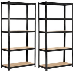 Sada 2 ks kovových regálů REGMET 90x40x180 cm černá