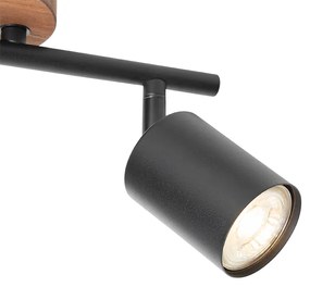 Priemyselné bodové svetlo čierne s dreveným sklonom 2-žiarovkové - Jeana