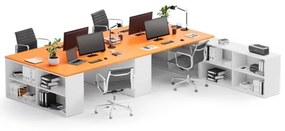PLAN Kancelársky písací stôl s úložným priestorom BLOCK B05, biela/oranžová