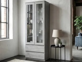 Vysoká vitrína Carlos, šedý betón, šírka 70 cm%