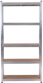 Kovový regál BestBerg BBMS-20 / 70 x 150 x 30 cm / 5 políc / strieborná/hnedá