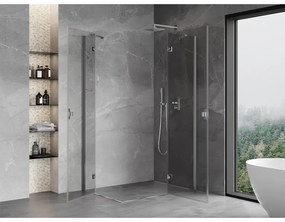 Mexen Mist-H Duo, 2-krídlový výklopný sprchový kút 80 x 85 cm, číre sklo, chrómový profil, 8A5-080L-085P-01-00