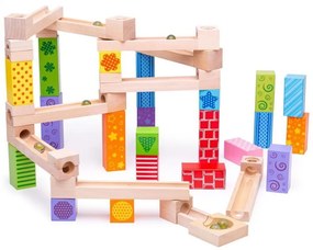 Bigjigs Toys Drevená guličkové dráha Farebná