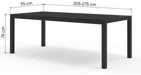 Rozkládací zahradní stůl ORRIOS 205/275 cm černý