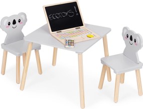 ECOTOYS detský nábytok: stolík + 2 stoličky Koala, drevo/MDF, pre deti 3+