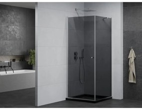 Mexen Pretoria, sprchovací kút 100 (dvere) x 100 (stena) cm, 6mm šedé sklo, chrómový profil + čierna sprchová vanička, 852-100-100-01-40-4070