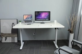 Výškovo nastaviteľný elektrický stôl BestBerg BBAT-16WW / rozmer 160x80 cm / výška 85-130 cm / biely