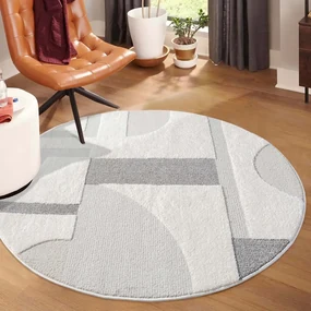 Dekorstudio Moderný okrúhly koberec LOUNGE 9992 - sivý Priemer koberca: 160cm