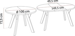 OKRÚHLY ROZKLADACÍ JEDÁLENSKÝ STÔL EWALD KAŠMÍR LESK + NOHY 100/140 cm