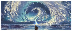 Obraz - Ilustrácia chlapca s kopijou (120x50 cm)