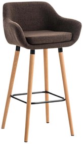 Barová stolička Grant ~ látka, drevené nohy natura - Hnedá