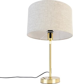 Stolná lampa zlatá nastaviteľná so svetlosivým tienidlom 35 cm - Parte