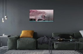 Sklenený obraz Unicorn stromy jazero 125x50 cm