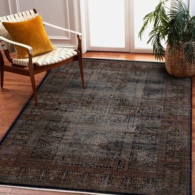 Koberec KESHAN, strapce 1251/53511 zlatý / modrý