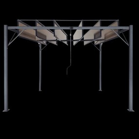 Garden Line ZÁHRADNÁ PERGOLA S POHYBLIVÝMI POLYKARBONÁTOVÝMI LAMELAMI 3 x 3 M HNEDÁ *4016