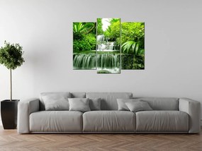Gario Obraz s hodinami Vodopád v dažďovom pralese - 3 dielny Rozmery: 90 x 70 cm