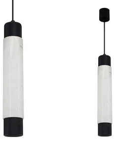 Závesné svietidlo Marble, 1x mramorové/čierne kovové tienidlo, w