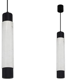 Závesné svietidlo Marble, 1x mramorové/čierne kovové tienidlo, w