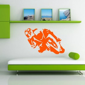 Veselá Stena Samolepka Motorkár Farba: oranžová, Veľkosť: 100 x 64 cm