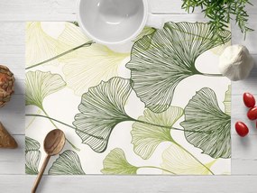 Biante Bavlnené prestieranie na stôl Sandra SA-576 Zelené Ginkgo listy na bielom 35x45 cm