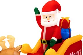 Nafukovací Santa Claus na saniach so sobmi 212 cm