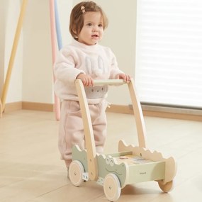 Drevený blokový vozík – krokodíl | Chodítko s kockami pre deti