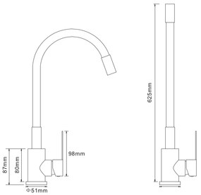 Gamma Flex 2000, stojanková drezová batéria s flexibilným ramenom, biela matná, GMA-BFX-2000AWH
