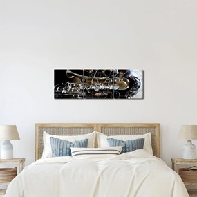 Obraz - Saxofón (s hodinami) (90x30 cm)