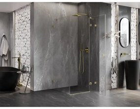 Mexen Lunar, 1-krídlový sprchový kút, pravý, 80 x 80 cm, 8mm číre sklo, zlatý profil, 834-080-080-55-00-P