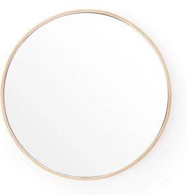 Nástenné zrkadlo s rámom z dubového dreva Wireworks Glance, ⌀ 31 cm