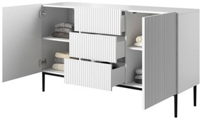Komoda Nicole 150 cm s 3 zásuvkami - biely mat / čierna