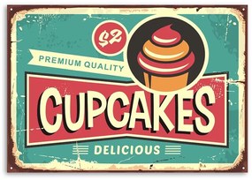 Obraz na plátně Podpis Retro plakát Cupcakes - 60x40 cm