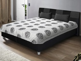 Posteľ Nice 180x200 cm, čierna ekokoža/šedá tkanina, s matracmi