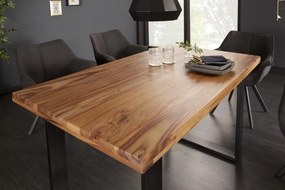 Dizajnový jedálenský stôl IRON CRAFT 120 cm sheesham, prírodný