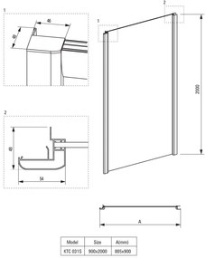 Deante Cynia, bočná stena ku sprchovému kútu Cynia 80x200 cm, 6mm číre sklo s EasyClean, chrómový profil, KTC_032S