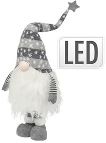 Vianočný škriatok Sneháč XL s LED – sivý 108 cm