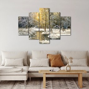 Obraz - Chalúpka v lese, olejomaľba (150x105 cm)