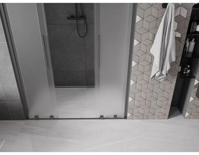Mexen Velar L Duo, posuvné sprchové dvere do otvoru 140 cm, 8mm sklo námraza, brúsený grafit, 871-140-003-32-95