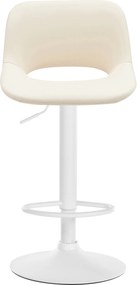 Barová stolička Camden - koženka, biely rám - Krémová