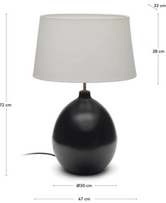 Čierno-biela stolová lampa s textilným tienidlom (výška 72 cm) Foixa – Kave Home
