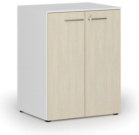 Kancelárska skriňa s dverami PRIMO WHITE, 2 police, 800 x 640 x 1027 mm, biela/breza