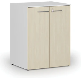 Kancelárska skriňa s dverami PRIMO WHITE, 2 police, 800 x 640 x 1027 mm, biela/breza