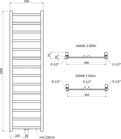 Mexen Bolt, vykurovacie teleso 1800 x 500 mm, 460 W, spodné a stredové, biela, W126-1800-500-00-20