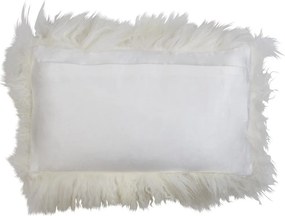 Vankúš biela ovčej kože kučeravý dlhý chlp Curly white - 35 * 50 * 10cm