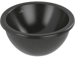 VILLEROY &amp; BOCH Loop &amp; Friends okrúhle umývadlo k zabudovaniu zospodu, bez otvoru, s prepadom, priemer 330 mm, Ebony, s povrchom CeramicPlus, 4A5100S5