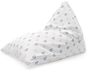 Sedací vak Triangl srdiečka na bielej, biela
