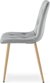 Set troch jedálenských stoličiek LIBRA zamatové, svetlosivé / hnedé nohy (3 ks)