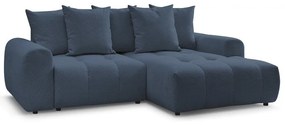 Modrá ženilková rozkladacia/s úložným priestorom rohová pohovka (pravý roh/s leňoškou) Roxelane – Bobochic Paris
