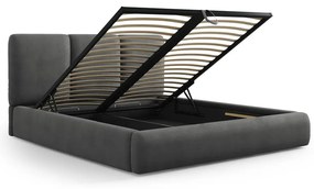Sivá čalúnená dvojlôžková posteľ s úložným priestorom s roštom 140x200 cm Brody – Mazzini Beds